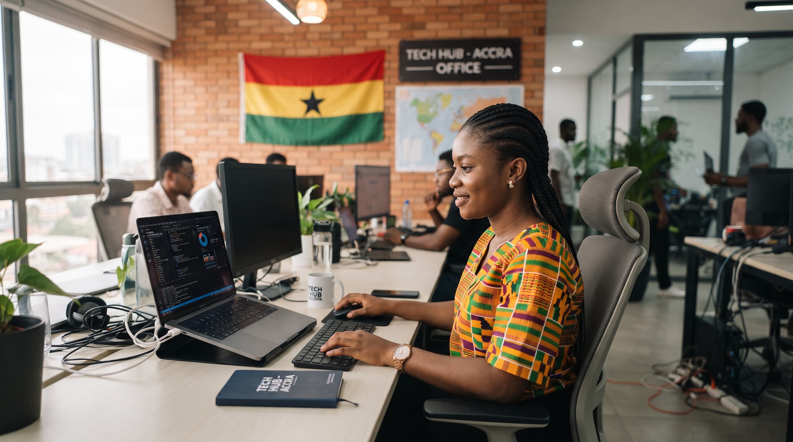 Ghanaian scholar building tech skills at a live class
