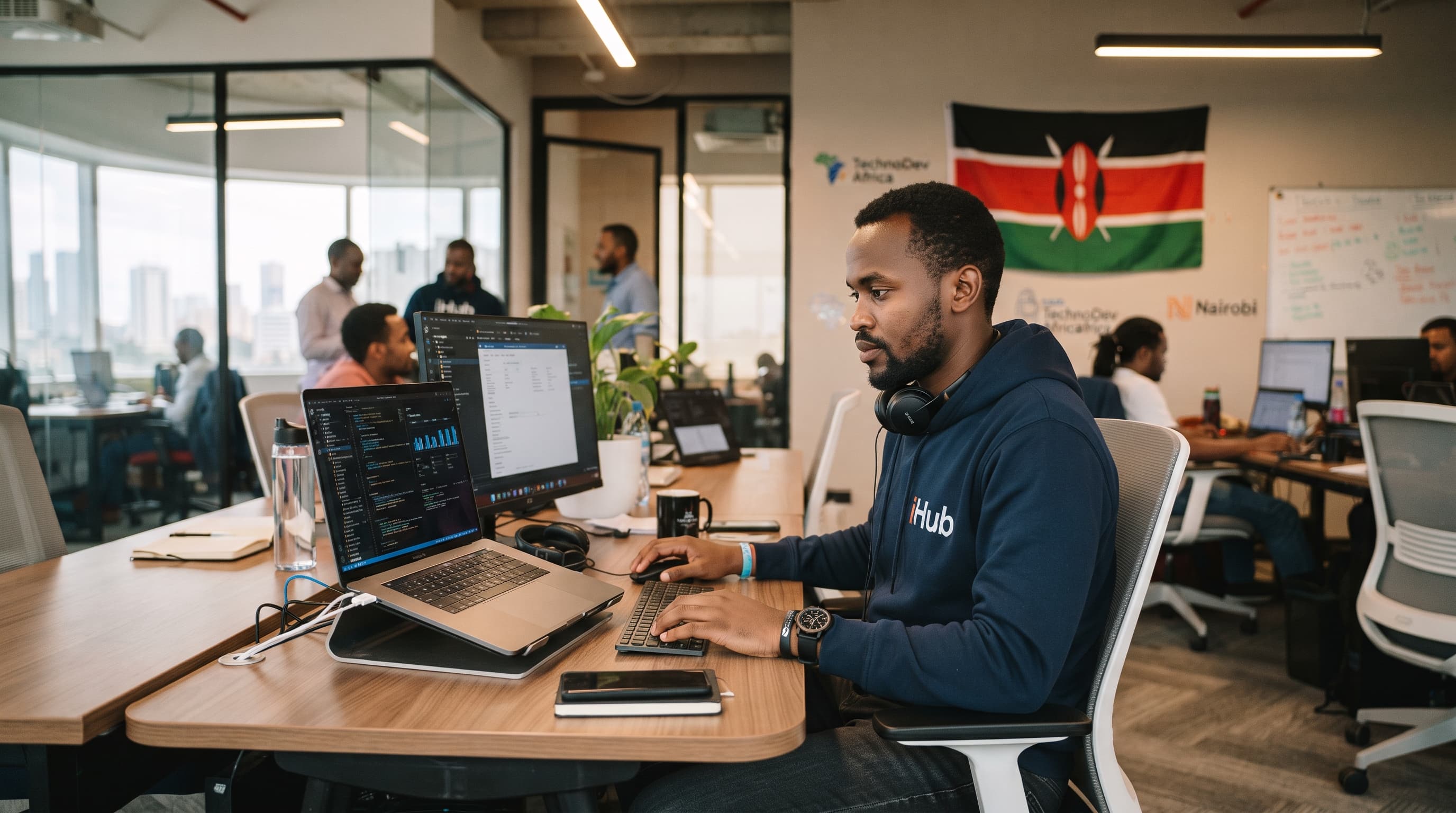 Kenyan scholar building tech skills at a live class